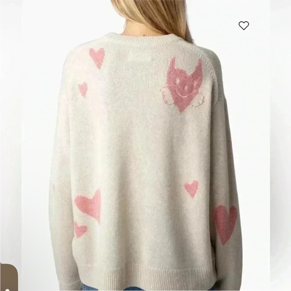 Zadig & Voltaire Markus Heart Crewneck Cashmere Sweater Judo Cream